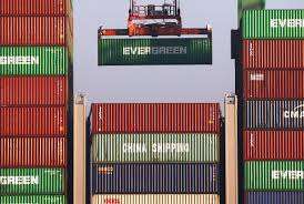 Stacked shipping containers