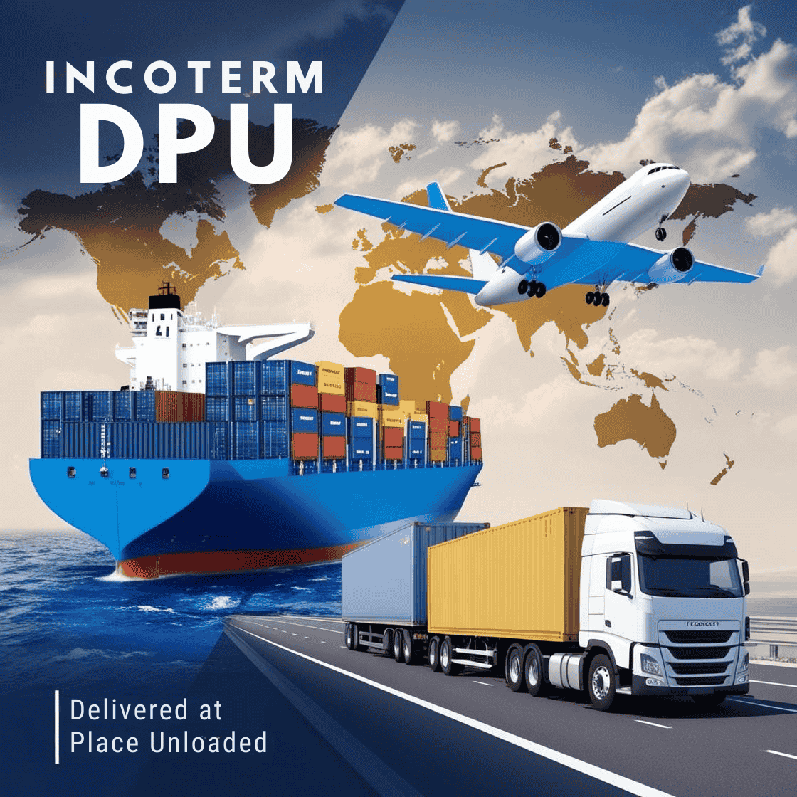 modern minimalist infographic showing DPU Incoterm